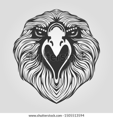 eagle head tattoo line art decorative bird head