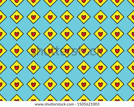 Red heart seamless pattern. Red heart with a square frame vector illustration.