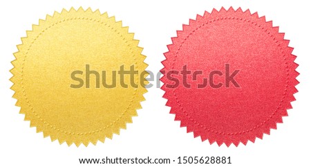 red and gold certificate paper seals set isolated with clipping path included Royalty-Free Stock Photo #1505628881