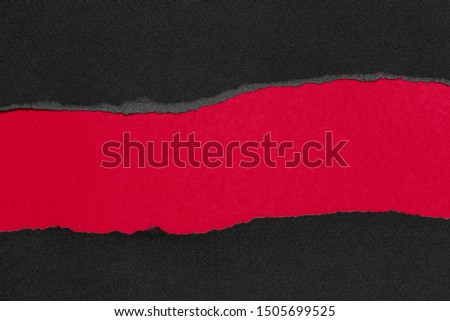 Black Friday black and red background, ragged sheets of textured paper, copy space
