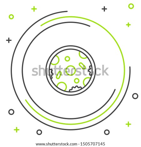 Black and green line Pizza icon isolated on white background. Fast food menu. Colorful outline concept. Vector Illustration
