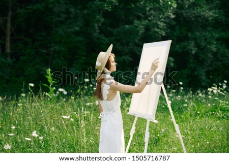woman oil talent hobby creative artist paints canvas idea talent create