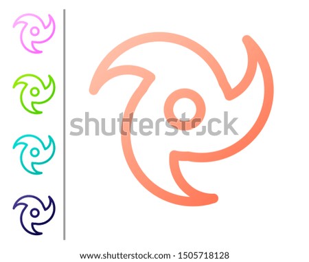 Coral Tornado icon isolated on white background. Cyclone, whirlwind, storm funnel, hurricane wind or twister weather icon. Set color icons. Vector Illustration