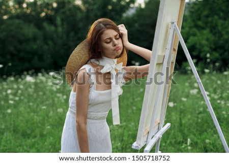woman creativity artist paints canvas idea talent create