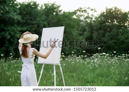 woman creativity palette artist paints summer brush