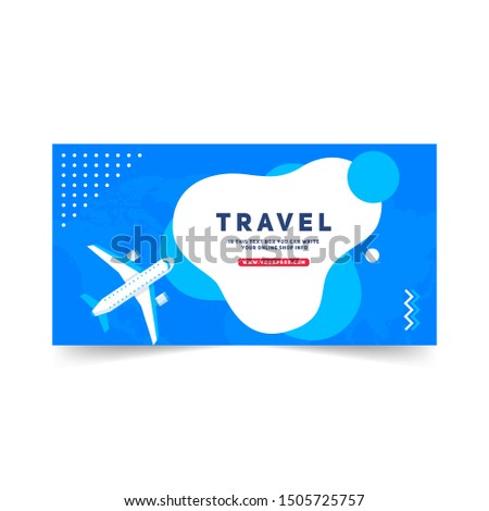 Flight travel trip banner for online booking. Vector Airplane ticket online sale design promo template.