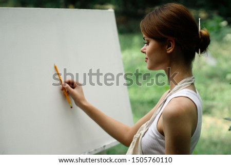 woman artwork creative drawing paint brush