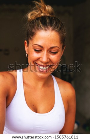young woman practicing her favorite sport in gym Royalty-Free Stock Photo #1505761811