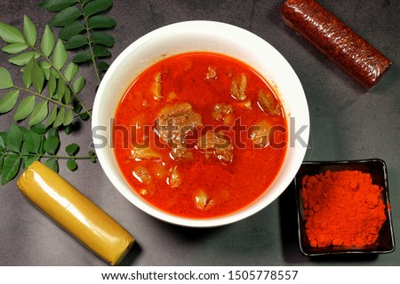 A picture of "daging gulai kawah" or sweet cauldron curry meat with the ingredient. It is famous in Malaysia especially  Kelantan.