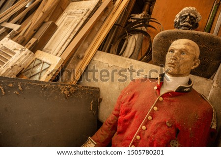 Old mannequin in an abandoned shed in a southern Brazil highway
