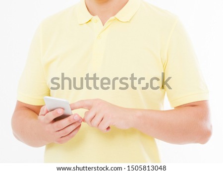 Close up view of a man using a smartphone