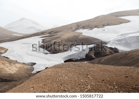snow and sand in the mountains of Iceland