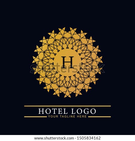 Logo template hotel, luxury and elegant logo monogram. Retro vintage, label, badge. Company, brand, branding, corporate, identity, logotype. Clean and modern style