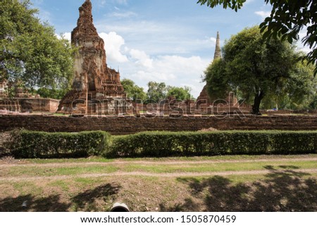 Wat Mahathat Ayutthaya, unesco world heritage ancient Buddhist temple ruin in Ayutthaya Thailand.