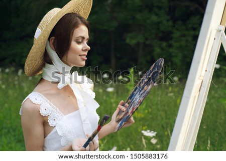 woman beautiful model brush inspiration artist paints work painting