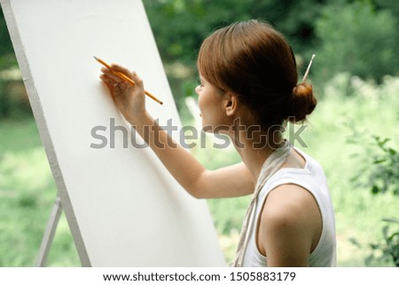 woman beautiful model brush inspiration artist paints work painting