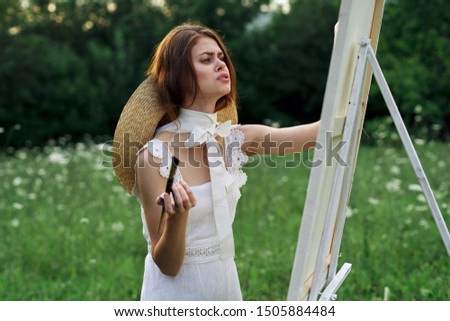 woman model brush beauty artist paints work painting