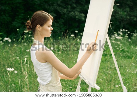 woman model brush beauty artist paints work painting idea summer