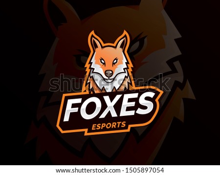 Fox logo mascot sport illustration. Modern icons for logos and emblem. Fox head illustration. Fox head mascot, eSports logo, Mascot for a sport team. Fox esport gaming mascot logo template
