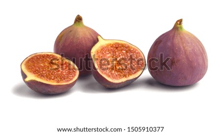 fig fruit, sliced fig fruit isolated on a white background