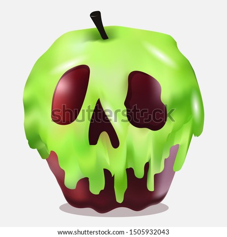 Poison apple for halloween. Vector art