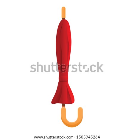 Closed red umbrella icon. Cartoon of closed red umbrella vector icon for web design isolated on white background