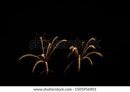 Two yellow and bright fireworks.