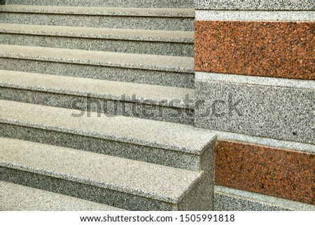 Detail of a house facade. New granite stairs.