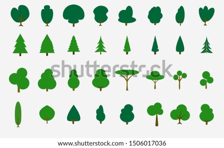 Set of trees - flat design