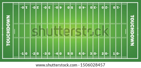 American football field concept with markings. Soccer field in top view. Vector graphics Royalty-Free Stock Photo #1506028457