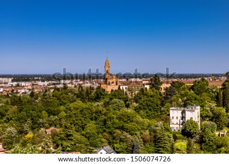 Bologna, Emilia Romagna - Italy. View on the Landscape and the Church of San Michele in Bosco in the background.