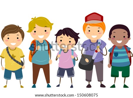 Illustration Featuring a Group of Boys with Varying Ages