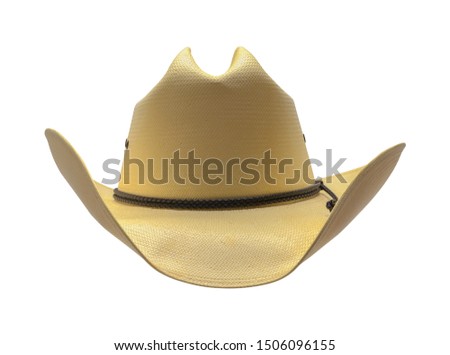 Cowboy Hat Front View Cut Out on White.