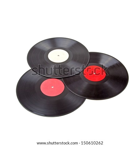Isolated Vinyl Record Group. High quality stock photo.