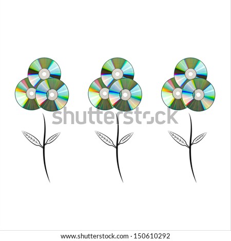 CD Flower, Creative Design Concept. Isolated On White Background. High quality stock photo.