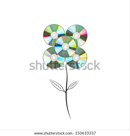 CD Flower, Creative Design Concept. Isolated On White Background. High quality stock photo.