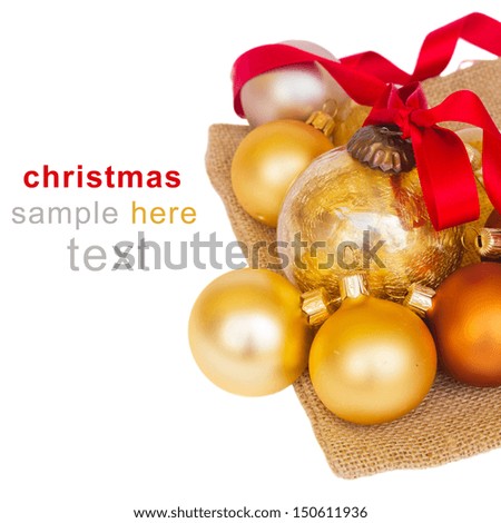 golden christmas balls isolated on white background