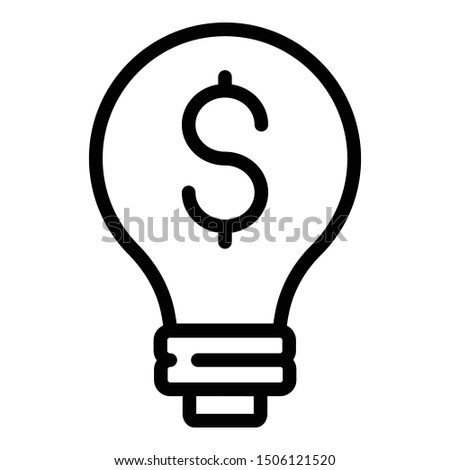 Money bulb idea icon. Outline money bulb idea vector icon for web design isolated on white background