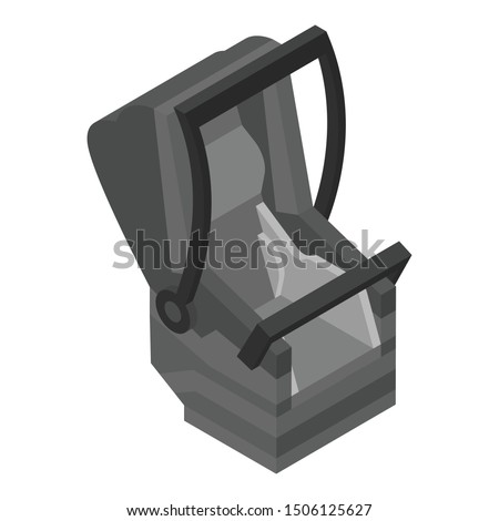 Black child car seat icon. Isometric of black child car seat vector icon for web design isolated on white background