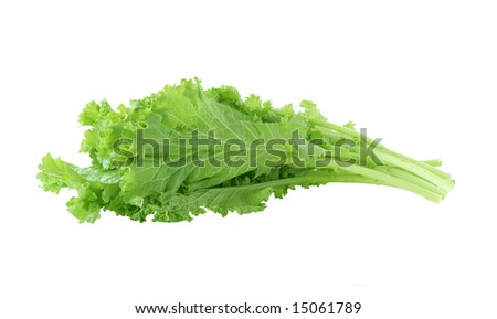 Mustard green leaves isolated on white