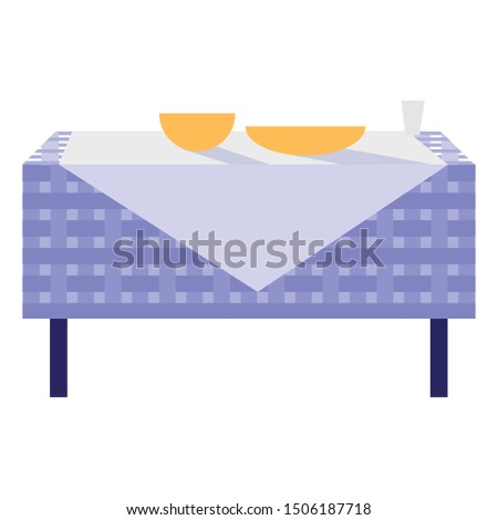 Dinner table inside home design vector illustration