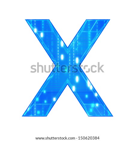 Matrix style alphabet. With clipping path. Letter X