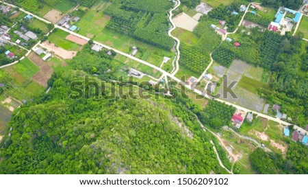 Top view picture background frome drone flight over countryside at southern Thailand.