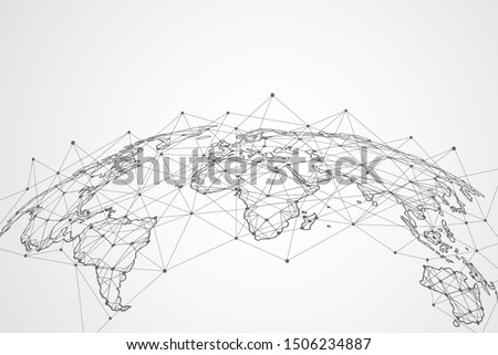 Global network connection. World map point and line composition concept of global business. Vector Illustration Royalty-Free Stock Photo #1506234887