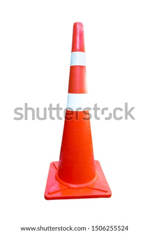 Orange traffic cone for road works isolated on white background