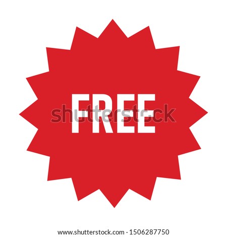 Free vector label. Red badge sticker design. Promotion and advertising.