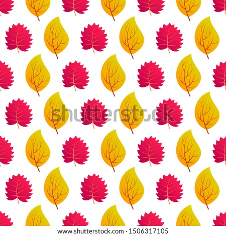 Autumn seamless background with maple colorful leaves. Design for fall season posters, wrapping papers and holidays decorations. Vector illustration