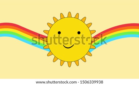 Elegant Warm sun With Rainbow Background vector