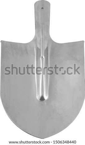 Spade shovel with a wood handle isolated over a white background