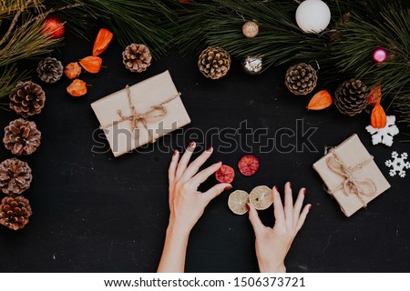 Christmas background Christmas decorations gifts new year postcard